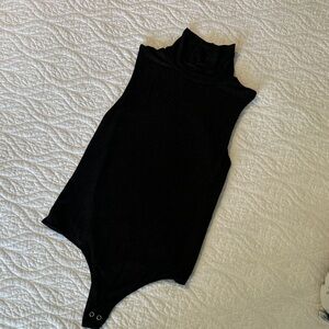 Express Black & Gold Sparkling Turtleneck Bodysuit